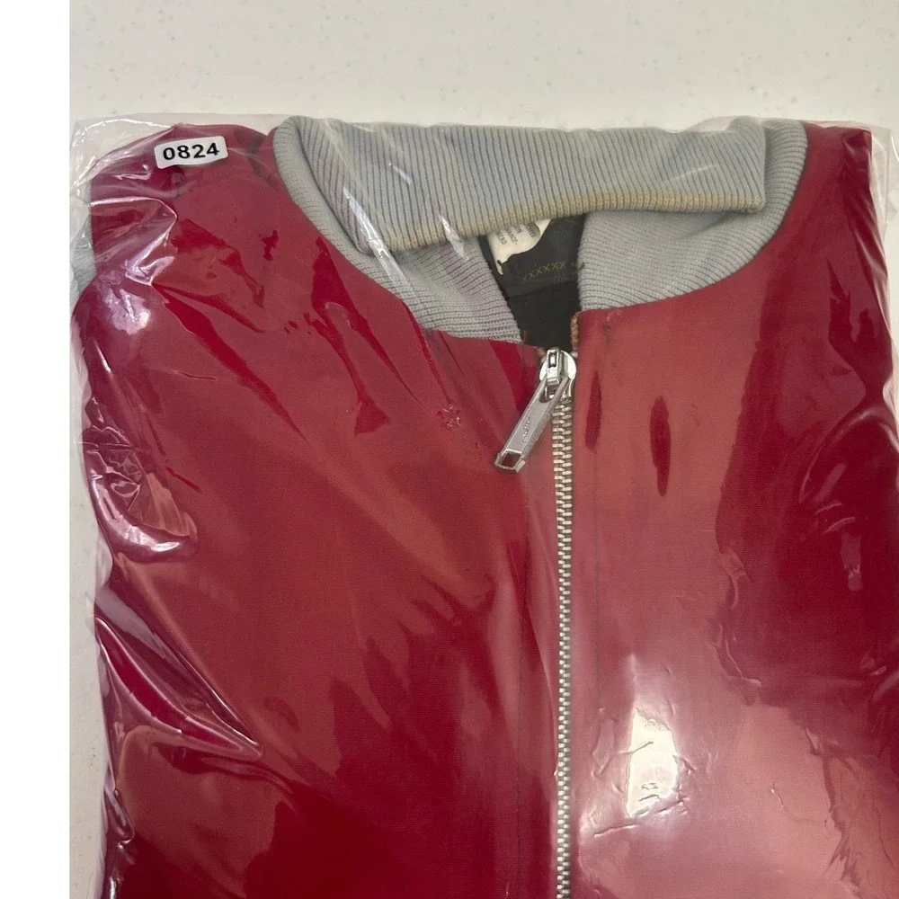 Vintage Quality Outerwear Bomber Jacket, Red Grey Fur Lined, Retro‎ Style